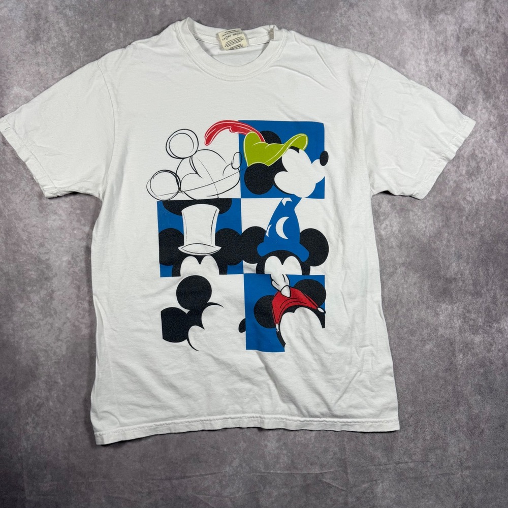 Comfort Colors Mickey Mouse Graphic T-Shirt Mens Medium White Disney Sketch Tee